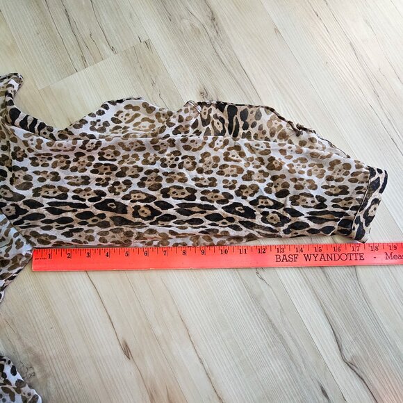 Calvin Klein Women's Leopard Print Ruffle Sleeve Blouse Size L - Picture 14 of 14